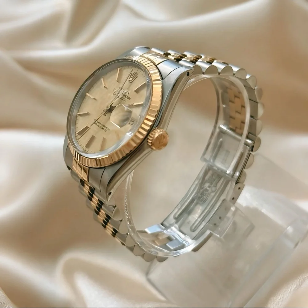 Authentic Rolex Datejust 36mm Champagne Linen Dial Unisex Watch 16013 - W/ Box